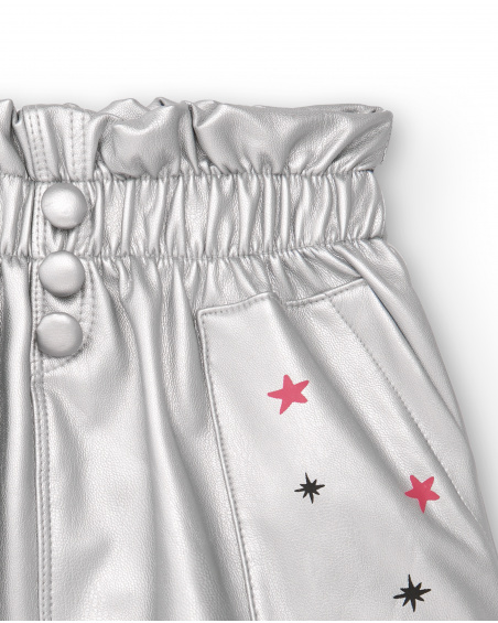 Silver skirt for girls with star print from the Cosmic Girl collection
