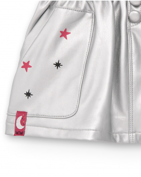 Silver skirt for girls with star print from the Cosmic Girl collection