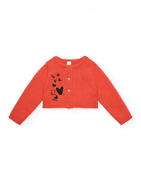 Girl's red jacket with heart print from the Cartoon Calling collection