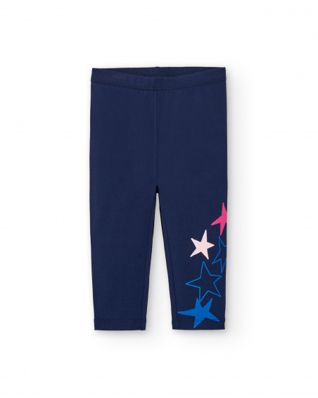 Girl's leggings in navy blue with colorful stars Amazing collection