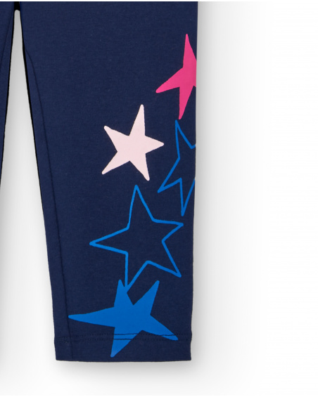 Girl's leggings in navy blue with colorful stars Amazing collection