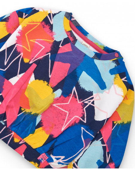 Girl's sweatshirt and leggings set in pink and blue with star print from the Amazing collection