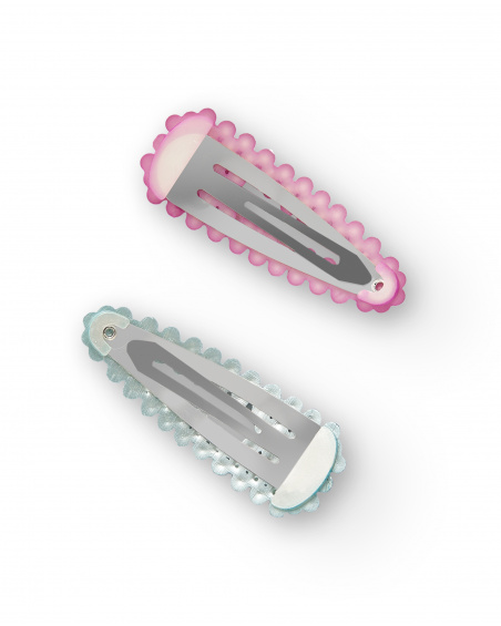 Pack of clips with beads in fuchsia and turquoise for girls Colorfield collection