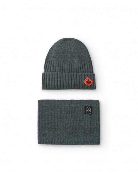 Boys' grey hat and bandana set from the Dark Rider collection