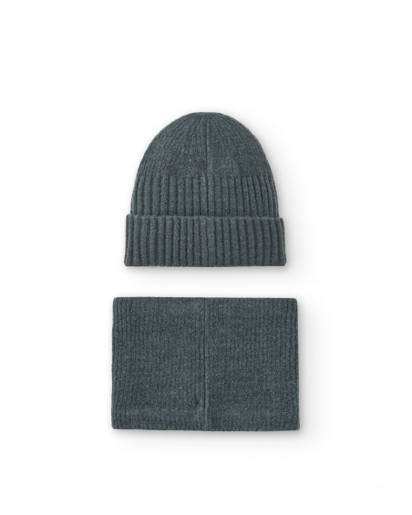 Boys' grey hat and bandana set from the Dark Rider collection