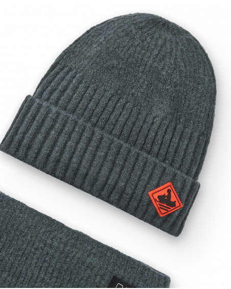 Boys' grey hat and bandana set from the Dark Rider collection