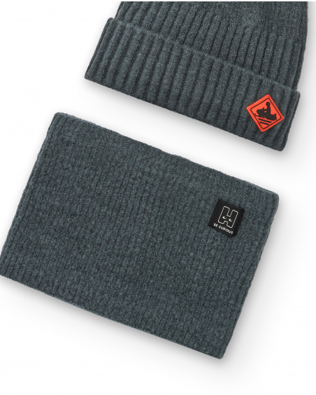 Boys' grey hat and bandana set from the Dark Rider collection