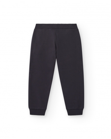 Black jogger pants with "City Life" text for boys from the Pet Friendly Town collection
