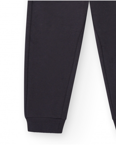 Black jogger pants with "City Life" text for boys from the Pet Friendly Town collection
