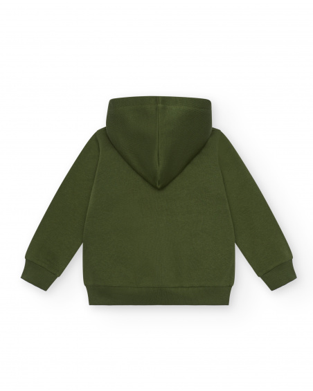 Green hooded sweatshirt with graphic print for boys from the City Explorer collection
