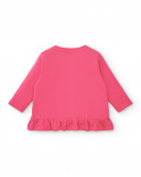 Coral-colored girl's t-shirt with ruffles from the Amazing collection Coral-colored girl's t-shirt with ruffles from the Amazing collection
