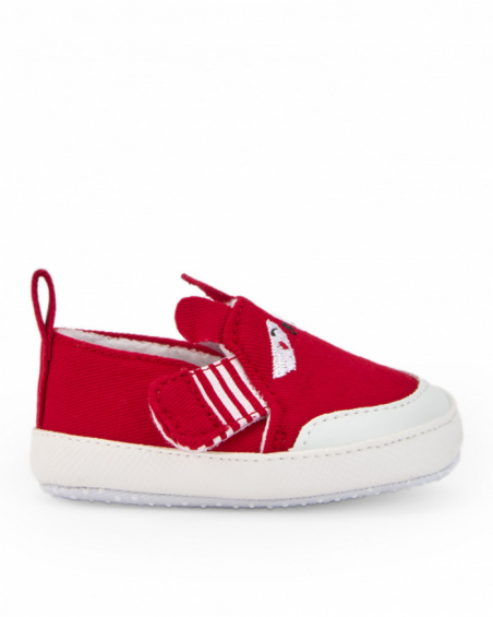 Red sneakers for boys with character details, Sweet Raccoon collection.