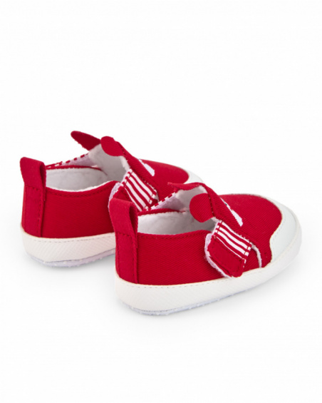 Red sneakers for boys with character details, Sweet Raccoon collection.