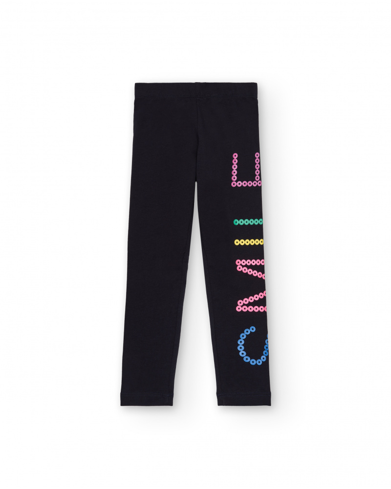 Black leggings for girls with colorful print Living In Colour collection. tuc tuc