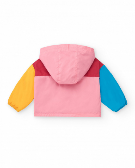 Multicolored windbreaker with a fun print and hood Happy Garden
