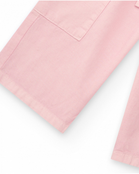 Woven trousers for girls in pink with cargo pockets Happy Garden
