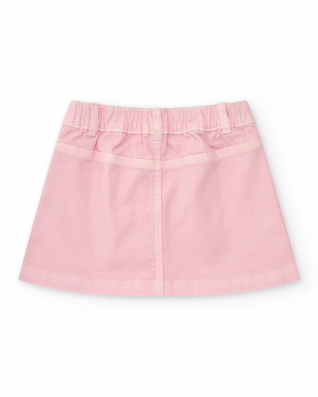 Woven skirt for girls in pink with decorative heart-shaped buttons Happy Garden