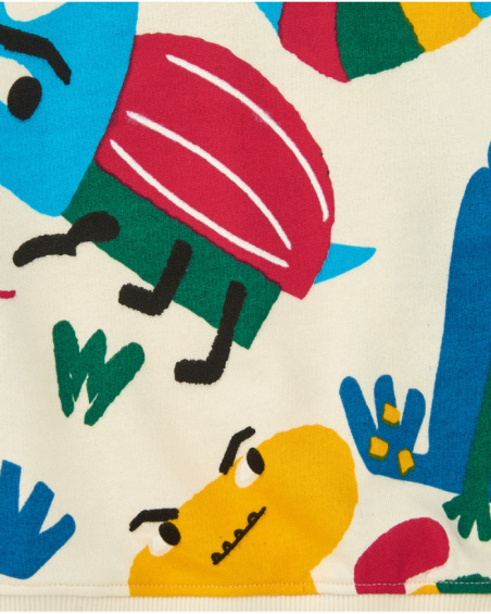 Sweatshirt for boys in beige with a cheerful multicolor print Happy Garden