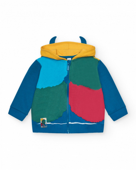 Sudadera niño en amarillo con capucha decorativa Happy Garden