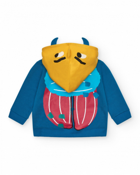 Sweatshirt for boys in yellow with a decorative hood Happy Garden