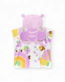 Lilac poncho towel for girls with print