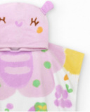 Lilac poncho towel for girls with print