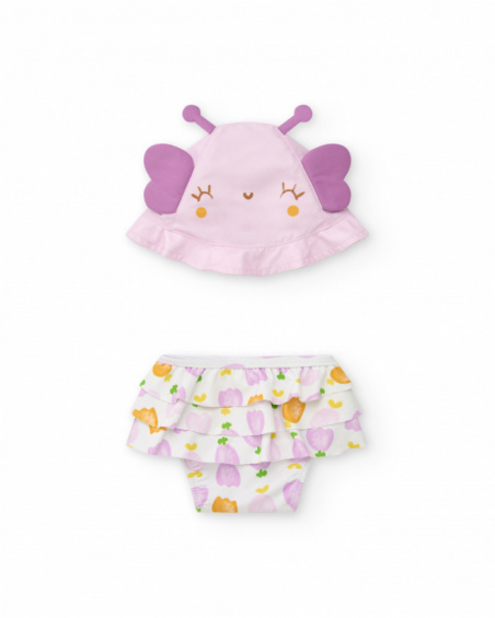 Girls' outfit with pink butterfly hat and white panties