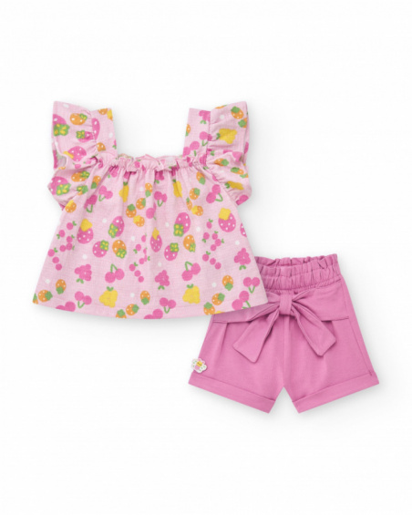Conjunto para niña con camiseta de punto sin mangas estampada