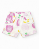 Girls' outfit with sleeveless knitted T-shirt and print