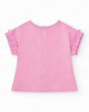 Girls' outfit with sleeveless knitted T-shirt and print