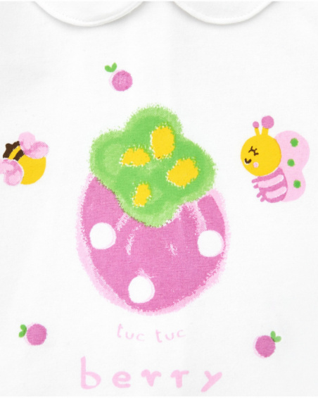 Conjunto de punto para niña con camiseta y braguita blanca