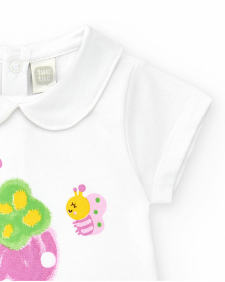 Conjunto de punto para niña con camiseta y braguita blanca