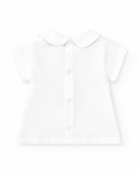 Conjunto de punto para niña con camiseta y braguita blanca