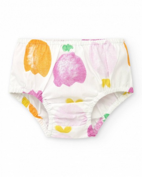 Girls' outfit with white printed fruit dress
