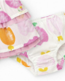 Girls' outfit with white printed fruit dress