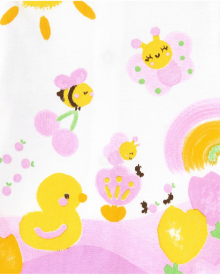 Conjunto de punto para niña con vestido blanco estampado