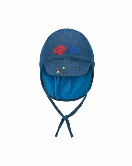 Boys' hat with red and blue fish print