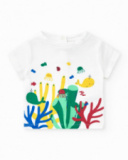 Three-piece fleece tracksuit for boys with red jacket, white T-shirt, and red pants