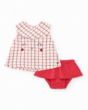 Girls' outfit with checkered blouse and red ruffled panties