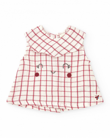 Girls' outfit with checkered blouse and red ruffled panties