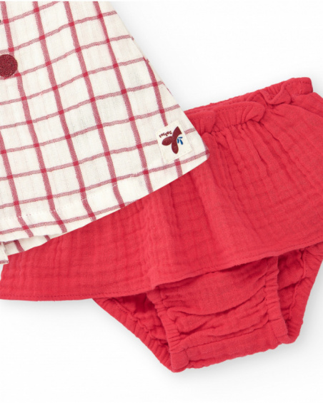 Girls' outfit with checkered blouse and red ruffled panties