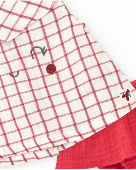 Girls' outfit with checkered blouse and red ruffled panties