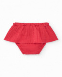 Girls' outfit with checkered blouse and red ruffled panties