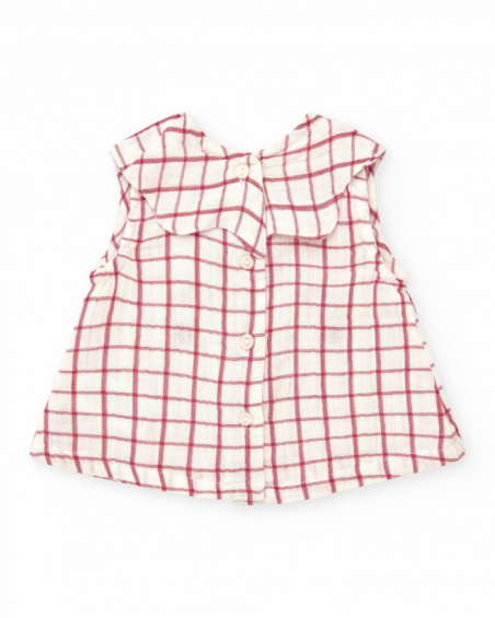 Girls' outfit with checkered blouse and red ruffled panties