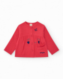 Girls' outfit with jellyfish T-shirt, red leggings, and embroidered jacket