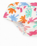 Green outfit for girls with elephant T-shirt and white tropical leaf panties