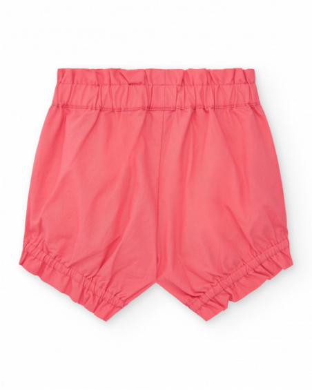 Conjunto blanco y coral para niña con camiseta de hojas