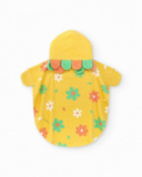 Yellow poncho towel for girls with floral print and hood Yellow poncho towel for girls with floral print and hood