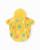 Yellow poncho towel for girls with floral print and hood Yellow poncho towel for girls with floral print and hood