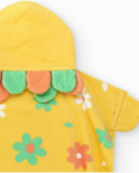 Yellow poncho towel for girls with floral print and hood Yellow poncho towel for girls with floral print and hood
